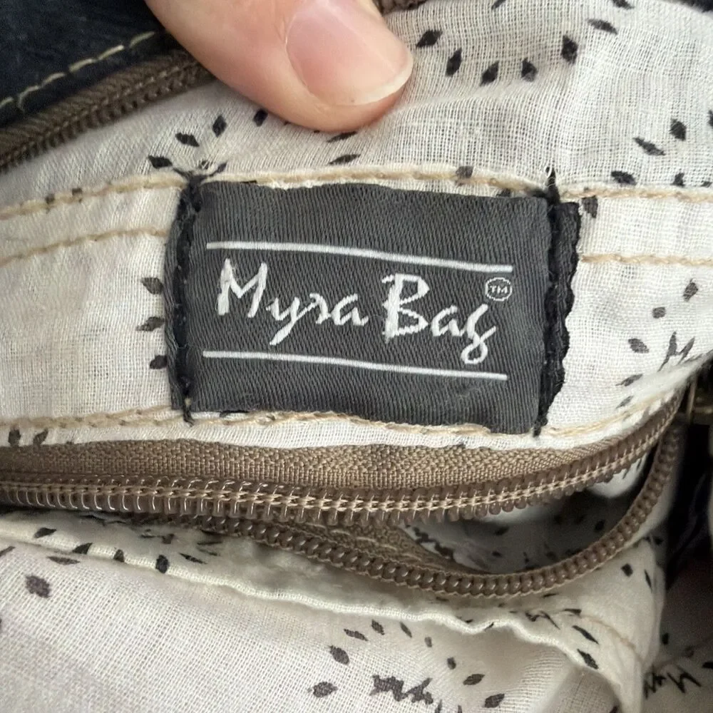 Myra Bag Exuberance Pink Shoulder Bag Crossbody Leather Cotton Carve - Picture 6 of 11